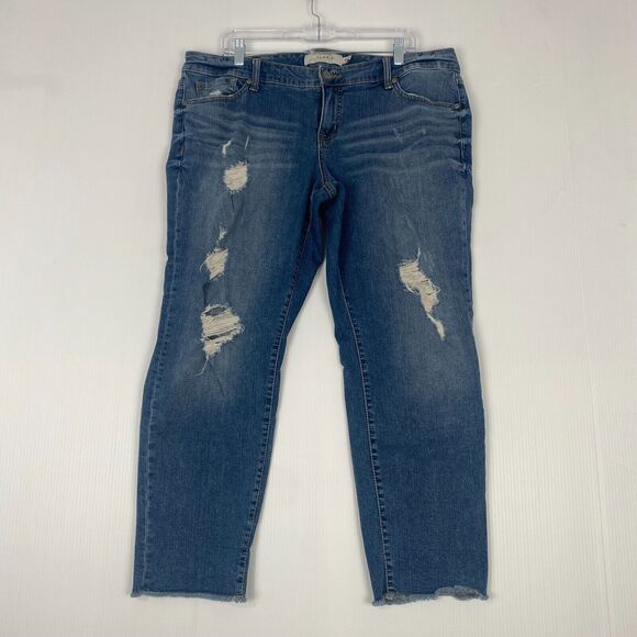Torrid Blue‎ Denim High-Rise Skinny Jeans Womens Distressed Light Wash Size 16 - Picture 1 of 15